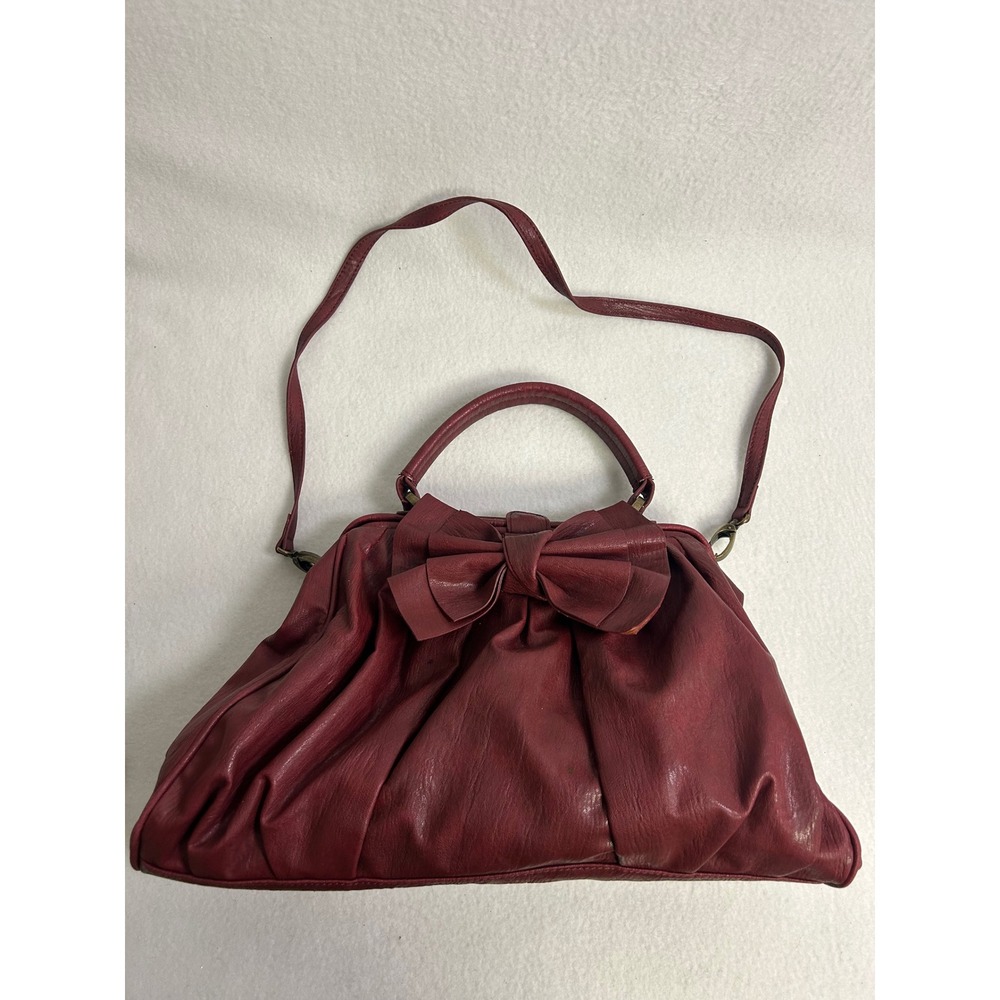 Coquette Dark Academia Unbranded Womens OS Burgundy Bow Frame Satchel Bag
